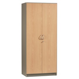 Armoire Haute de Bureau 2 Portes Hêtre Alu 180 cm