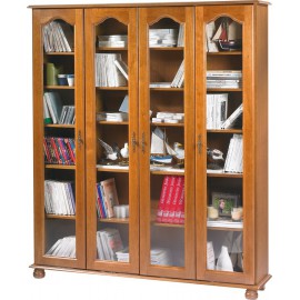 Bibliothèque Chêne 159 cm 4 Portes Vitrées