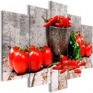 Tableau  Red Vegetables (5 Parts) Concrete Wide