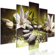 Tableau  Lilies and Stones (5 Parts) Wide Green