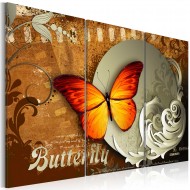 Tableau  Fiery butterfly and  full moon