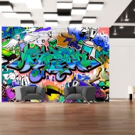 Papier peint  Graffiti motif bleu