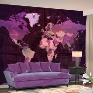 Papier peint  Purple World Map