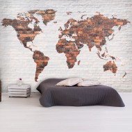 Papier peint  World Map Brick Wall