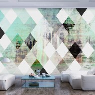 Papier peint  Rhombic Chessboard (Green)