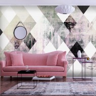 Papier peint  Rhombic Chessboard (Pink)