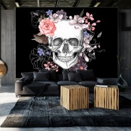 Papier peint  Skull and Flowers