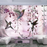 Papier peint  Flying Hummingbirds (Pink)