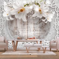 Papier peint  Lilies and Wooden Background