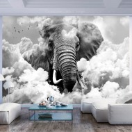 Papier peint  Elephant in the Clouds (Black and White)