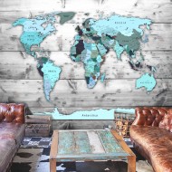 Papier peint  World Map Blue Continents