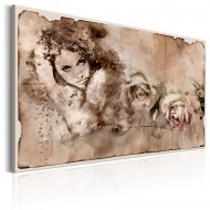 Tableau  Retro Style Woman and Roses
