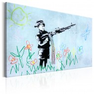 Tableau  Boy with Gun by Banksy