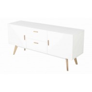 Buffet Blanc 2 Portes 2 Tiroirs 4 Pieds Chêne Vintage 