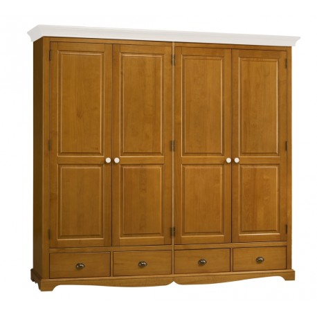 Armoire Penderie 4 Portes Pin Miel Dessus Blanc - Beaux Meubles Pas ... Armoire Penderie 4 Portes Pin Miel Dessus Blanc - Beaux Meubles Pas ...