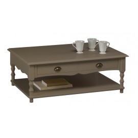 Table Basse Taupe 2 Tiroirs Va-et-Vient