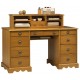 Bureau du notaire + surmeuble style anglais pin miel 11 tiroirs