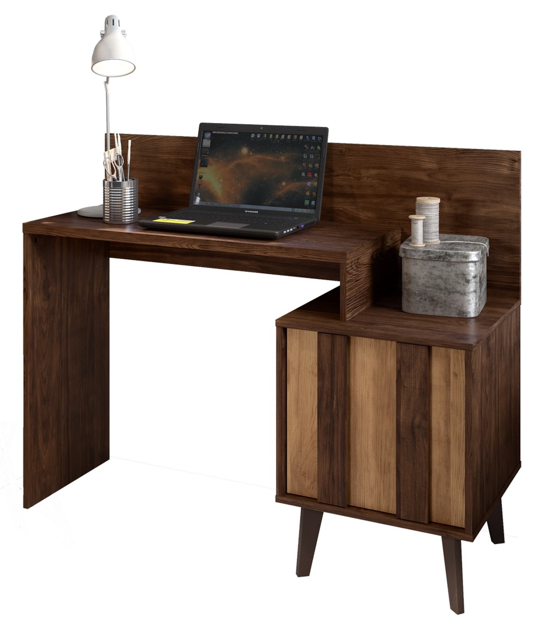 Bureau 1 Caisson 4 Pieds Bois Wenge Beaux Meubles Pas Chers