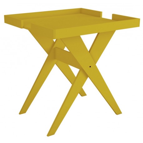 Table Desserte Jaune 56 cm Pieds Croix