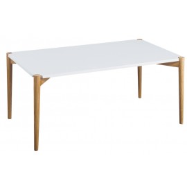 Table Basse Blanche 120 cm 4 Pieds Chêne