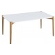 Table Basse Blanche Rectangle 4 Pieds Chêne
