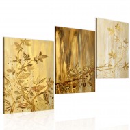 Tableau peint à la main  Feuilles dorées
