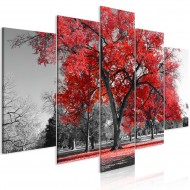Tableau  Autumn in the Park (5 Parts) Wide Red
