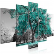 Tableau  Autumn in the Park (5 Parts) Wide Turquoise