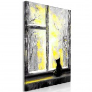Tableau  Longing Kitty (1 Part) Vertical Yellow