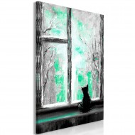 Tableau  Longing Kitty (1 Part) Vertical Green