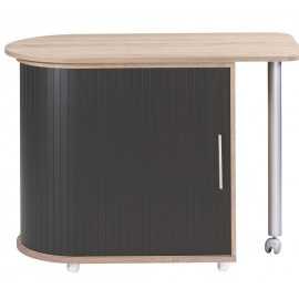 Bureau Pivotant et Meuble de Rangement Chêne 2 Niches 77 x 71,7 x 47 cm