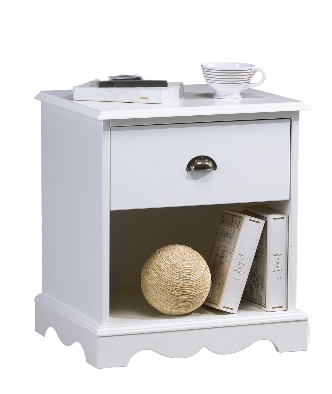 Chevet Blanc 1 Tiroir De Style Anglais Beaux Meubles Pas Chers