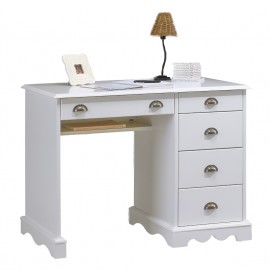 Bureau 5 Tiroirs Blanc Style Anglais