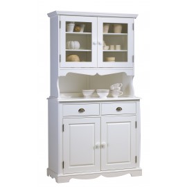 Buffet Vaisselier Blanc 4 Portes Style Anglais 6 Niches L 101 H 186 P 42 cm