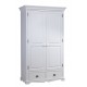 Grande armoire 2 portes 2 tiroirs style anglais blanc 40202