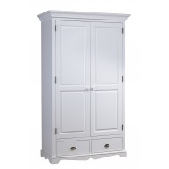 Grande armoire 2 portes 2 tiroirs style anglais blanc 40202
