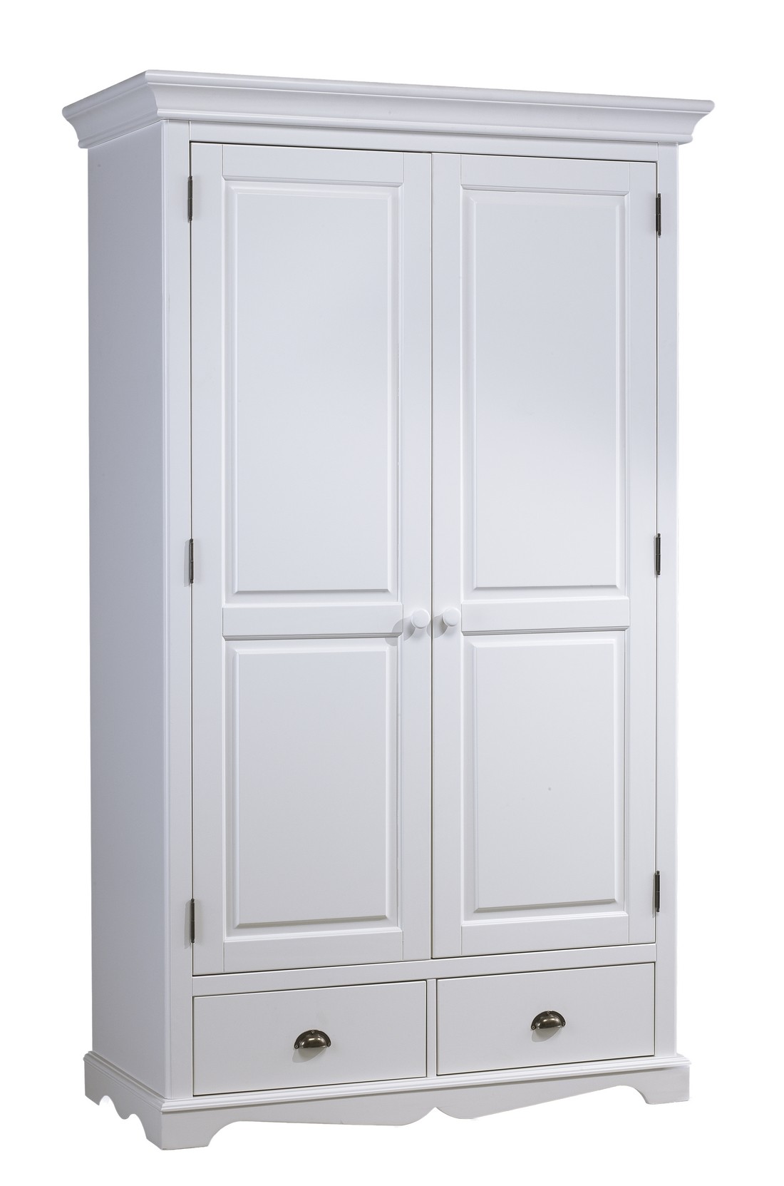 Armoire Penderie Blanche 2 Portes 2 Tiroirs - Beaux Meubles Pas Chers