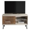 Meuble TV 120 cm Blanc Pieds Métal