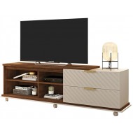 Meuble TV 180 cm TV 75 Pouces Wengé Ecru