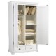 Grande armoire 2 portes 2 tiroirs style anglais blanc 40202