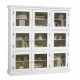 Bibliothèque style anglais blanc 9 portes vitrées 40509