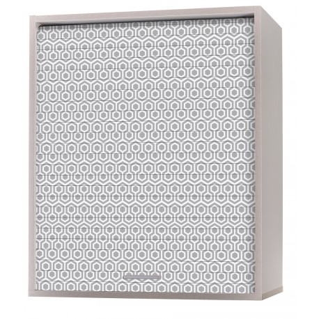 Meuble Cuisine Alu 60x72 Rideau Imprimé Hexagones Gris