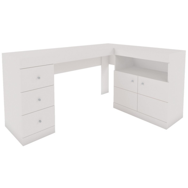 Bureau D Angle Blanc Caisson Et Armoire Beaux Meubles Pas Chers