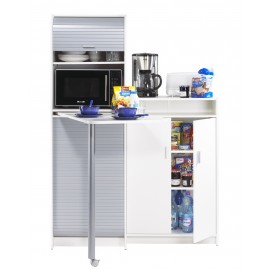 Buffet et Table de Cuisine Pivotante Blanc Alu 9 Niches