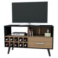 Meuble TV Range-Bouteilles Noir Châtaignier