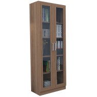 Armoire Bibliothèque 2 Portes Vitrées Châtaignier