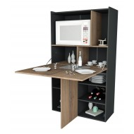Buffet Table de Cuisine Noir et Châtaignier