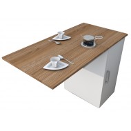 Meuble Cuisine et Table Rabattable Blanc et Châtaignier