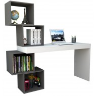 Bureau et 4 Cubes Blanc Gris