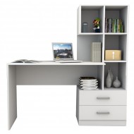 Bureau et Armoire Intégrée Blancs